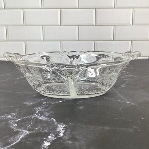 Vintage Heisey Orchid 8" Divided Oval Dressing/Nut/Candy Bowl Dish - Marked